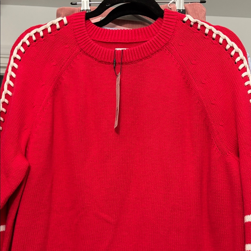 Women's Red Sweater with White Accents